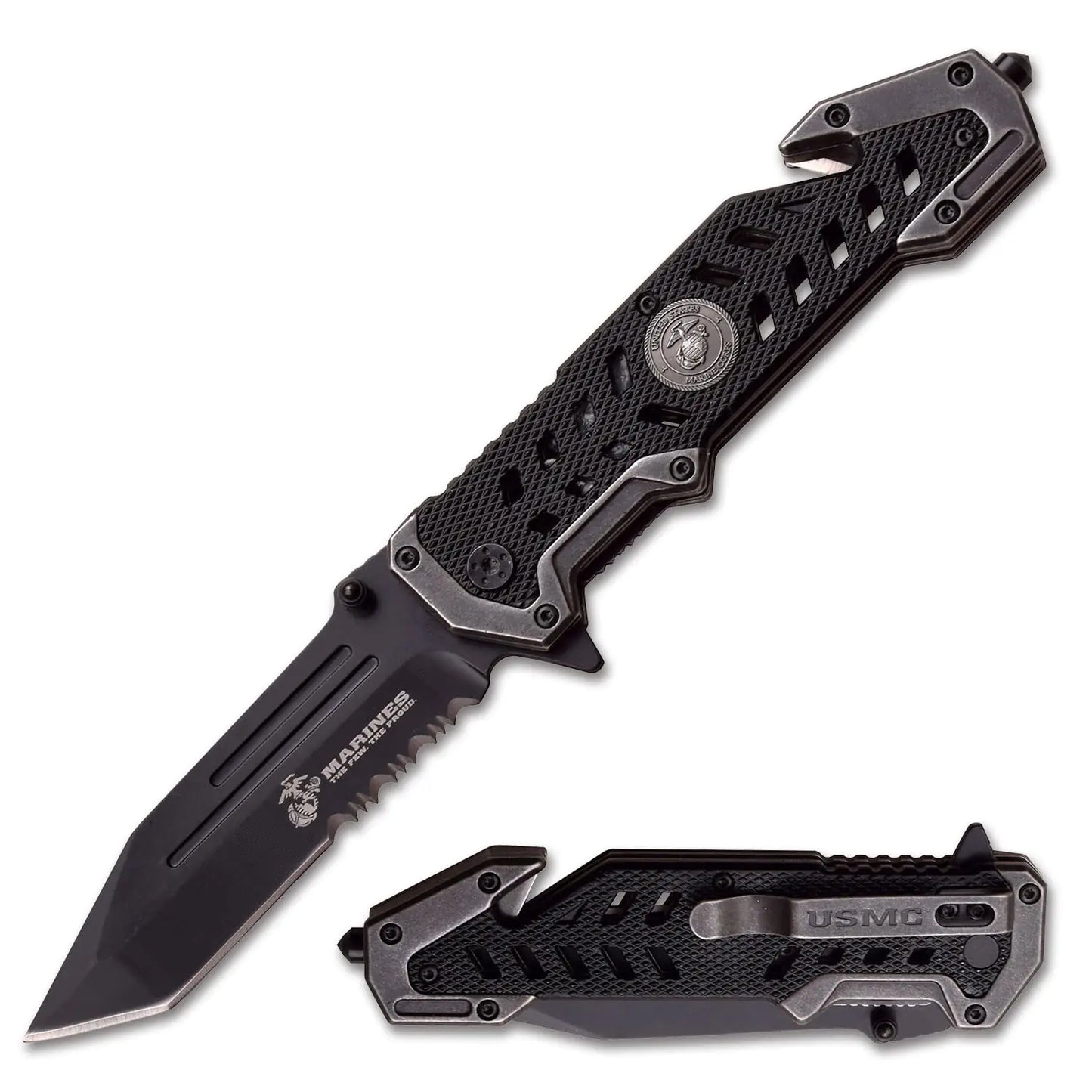 MTech USA Tactical Spring-Assist Knife 5" Black (USMC)