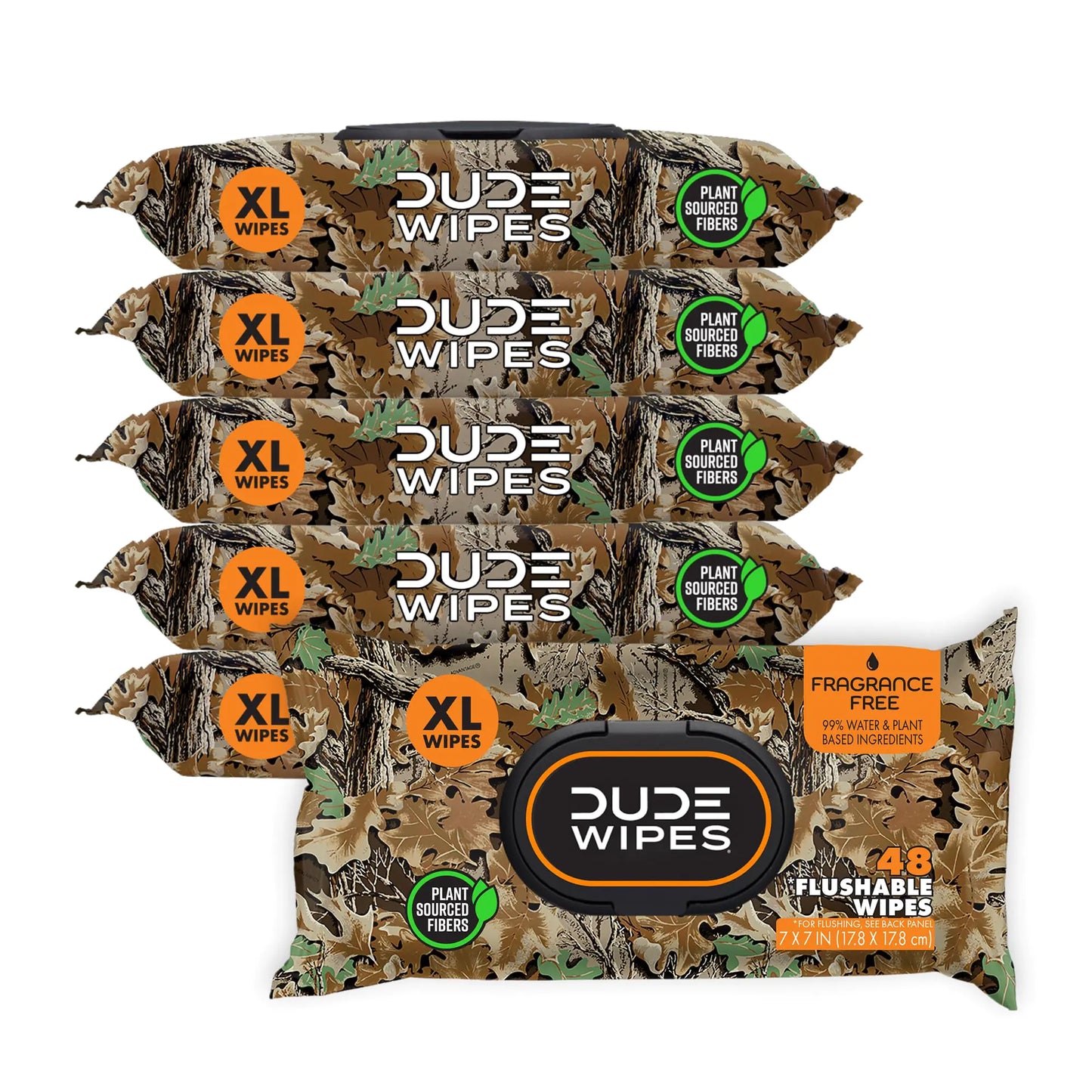 DUDE Gear Wipes - Unscented Flushable Wet Wipes - 6 Pack 288 Wipes with Aloe & Vitamin E