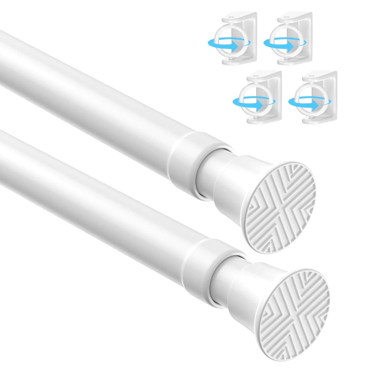 2-Pack Extendable White Tension Rods 28-46 Inch, No Drilling