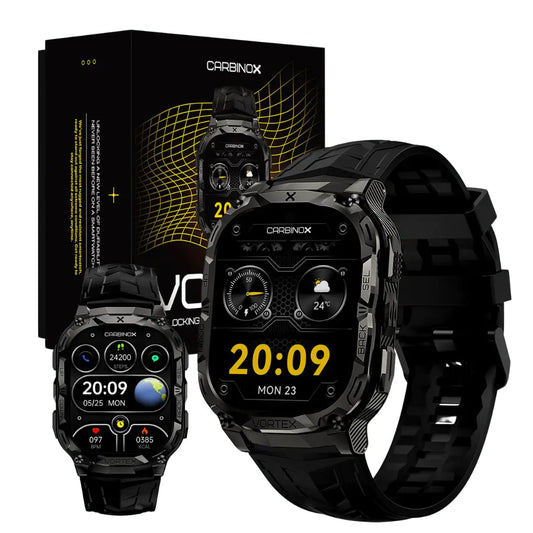 CARBINOX Vortex Smartwatch (Answer/Make Calls) Military-Grade Rugged Fitness Tracker IP69K Waterproof Sport Design for Active Lifestyles