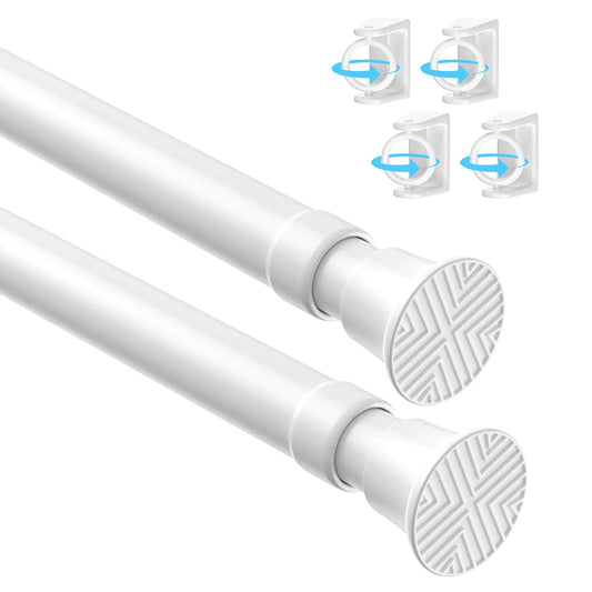 2-Pack Extendable White Tension Rods 28-46 Inch, No Drilling
