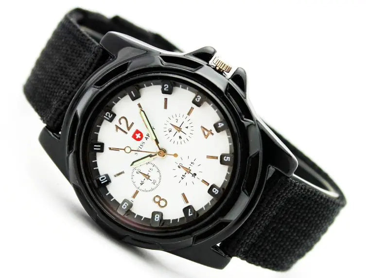 Rugged Canvas Quartz Military Watch
