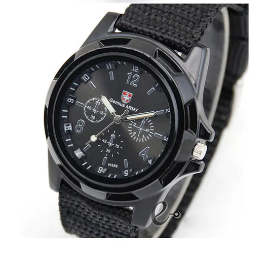 Rugged Canvas Quartz Military Watch