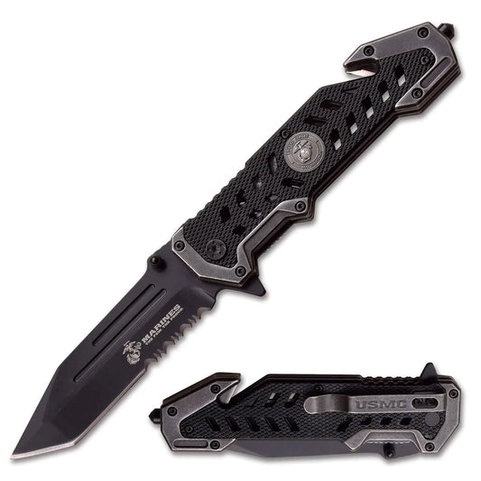 MTech USA Tactical Spring-Assist Knife 5" Black (USMC)
