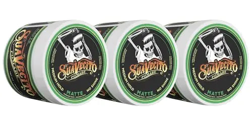Suavecito 3-Pack Matte Hair Pomade for Men - Medium Hold, No Shine