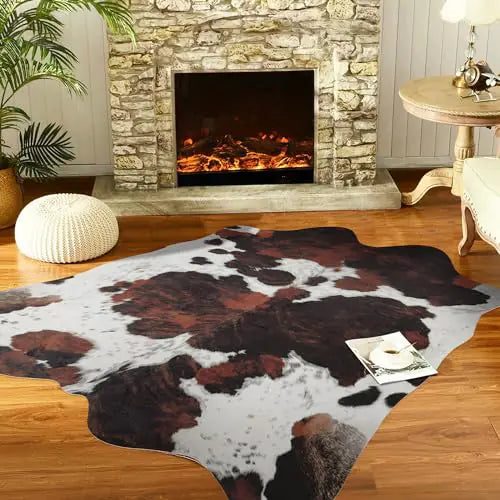 Faux Cowhide Area Rug 5.2x6.2 FT Non-Slip Western Decor