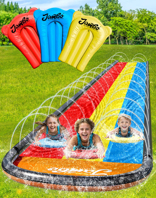 JAMBO 16Ft Ultimate 3-Lane Waterslide with Bodyboards