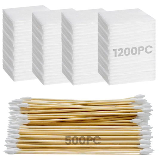 Precision Gun Care Kit - 1200 Patches & 500 Swabs with Lint-Free Cloth
