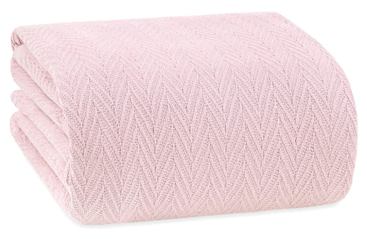 Cotton Chevron King Blanket 410Gsm 108x90 Pink