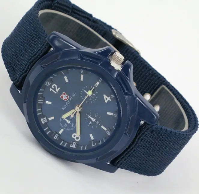 Rugged Canvas Quartz Military Watch