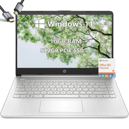 HP Stream 14-inch Student Laptop - 16GB RAM, 512GB SSD, Windows 11, Office 365